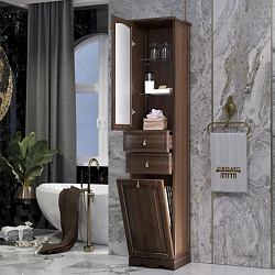 Пенал Opadiris Риспекто 40, с бельевой корзиной, цвет орех антикварный, левый, вар. 2