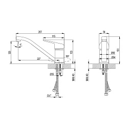 Смеситель для кухни с поворотным изливом, высота излива 13 см, длина 23 см, латунь/хром