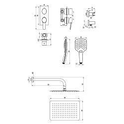 ATLANTISS Встраиваемый смеситель с верхним душем 30х20 см, без излива, латунь/хром, LM3249C