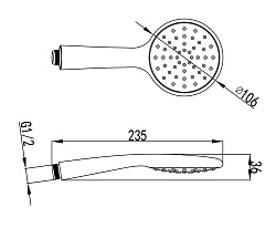 Лейка для душа, 1 режим, Ø10,6х23,5см, пластик/хром, без упаковки