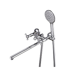 Смеситель универсальный с плоским изливом 30 см, двуручковый, поворотный переключатель,хромLM7451C