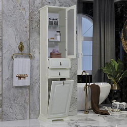 Пенал Opadiris Риспекто 40, с бельевой корзиной, цвет слоновая кость, правый, вар. 2