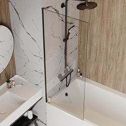 Corpa Nera Bertoni/Бертони Шторка на ванну 60х140, прозрачное стекло, профиль- черный матовый