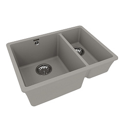SINARA 550.2-U Мойка кухонная из кварцгранита цвет: грей комплектация: крепеж, сливная арматура с пе
