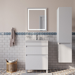 Тумба с умывальником напольная, белая, 2 ящика, 60 см, Zodiac, IDDIS Подходит ум.3506000i28