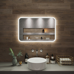 Зеркало/LED-подсветка/антизапотевание/2 кнопки/Bluetooth динамики (80см*60см)Amazon Music/AQUA DE 