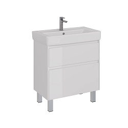 Тумба Lemark COMBI 80 см под 1 раковину, подвесная/напольная, 2 ящика, цвет корпуса, фасада: Белый г