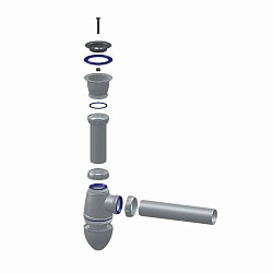 A320VP CИФОН ДЛЯ ТЮЛЬПАНА, УМЫВАЛЬНИКА С ПРИКРУЧИВАЮЩИМСЯ ВЫПУСКОМ 1 1/2  С ВЫХОДОМ ПОД СТИРАЛКУ И Г