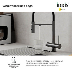 Смеситель для кухни с фильтром и гибким изливом, графит, Ace, IDDIS, ACEGMFFi05