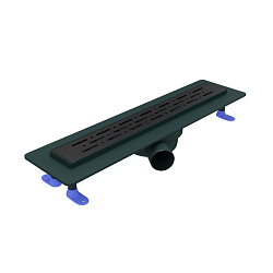 Corpa Nera Grossi/Гросси душевой трап 50 см с гидрозатвором, решетка из нержавеющей стали, черный