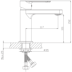 Смеситель для раковины, латунь, хром HB10617