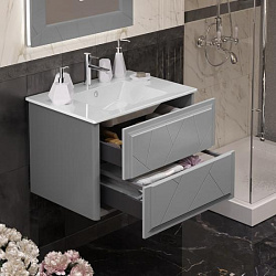 Тумба Opadiris Луиджи 70 подвесная, цвет серый матовый, вар. 2 (под раковину CeraStyle Ibiza 71)