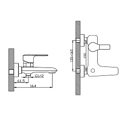 Смеситель одноручный (35 мм)  для ванны с коротким изливом, хром,V35-31