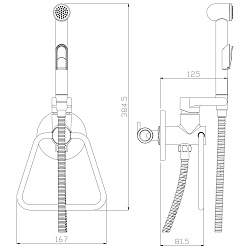 Встраиваемый смеситель с гигиеническим душем и полотенцедержателем, латунь/хром