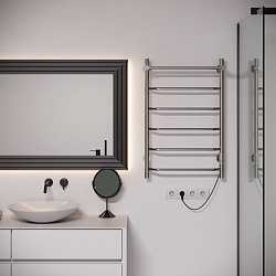 Aringa Киото полотенцесушитель лесенка электрический с полкой 80*50, хром