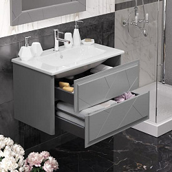 Тумба Opadiris Луиджи 80 подвесная, цвет серый матовый, вар. 2 (под раковину Dreja Эйфория 80)