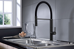 Смеситель для кухни Vincea VKF-114MB, черный, , шт