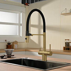 Смеситель для кухни Vincea VKF-120BG, брашированное золото, , шт