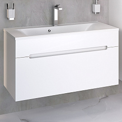 Тумба /1 ящ/подвесная/белый/раковина Прима (100см) Olivia/AQUA DE MARCO