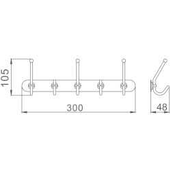 Крючок пятерной, хром HB201-5