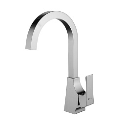 Смеситель для кухни с поворотным изливом, высота излива 24 см, длина 19 см, латунь/хром