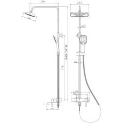Душевая система, тропический душ, латунь, белый/хром, HB24805-8