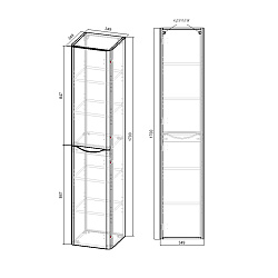 Шкаф Paola VSC-2P170GW-L подвесной, 1700*350*350, G.White, левый, , шт