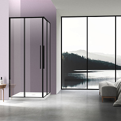 Душевой уголок Slim-N VSS-4SN900CLB, 900*900, черный, стекло прозрачное, , шт