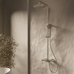 Душевая стойка Desire VSFS-1D1TBN термостатическая с изливом, 25см верх душ, брашированный никель, ,