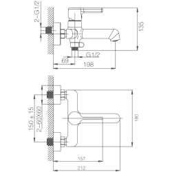 Смеситель для ванны, латунь, хром HB60814