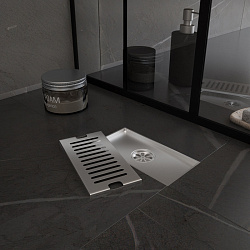 Corpa Nera Grossi/Гросси душевой трап 10х20 с сухим затвором, вертикальный выпуск, нержавеющая сталь