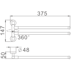 Держатель для полотенец, двойной, поворотный 400 мм, черный HB8712