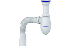 A120P CИФОН ДЛЯ ТЮЛЬПАНА, УМЫВАЛЬНИКА С ЛИТЫМ ВЫПУСКОМ 1 1/2  И С ГИБКИМ СОЕДИНЕНИЕМ д.40 х 40/50