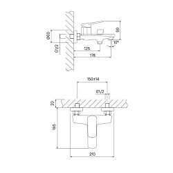 Смеситель для ванны, Esper, IDDIS, ESPSB00i02WA