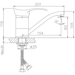 Смеситель для кухни, латунь, хром HB4501-2
