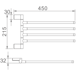 Держатель для полотенец, четверной поворотный 400 мм, хром HB8814