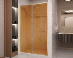 Душевая дверь Stella VDS-1ST120GSG, 1200, брашированное золото, стекло янтарь, , шт