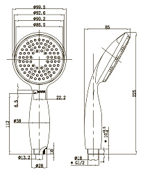 Лейка для душа, 1 режим, Ø10х22,5см, пластик/хром