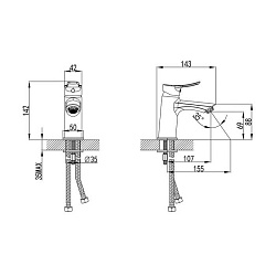 Смеситель для умывальника, Amplex, Milardo, AMPSB00M01