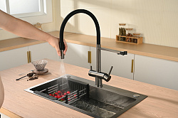 Смеситель для кухни Vincea VKF-120GM, вороненая сталь, , шт