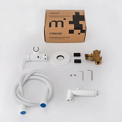 Встраиваемый смеситель с гигиеническим душем, белый матовый, Rora, Milardo, RORWTR0M08