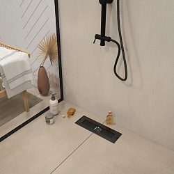 Corpa Nera Grossi/Гросси душевой трап 10х30 с сухим затвором, вертикальный выпуск, черный