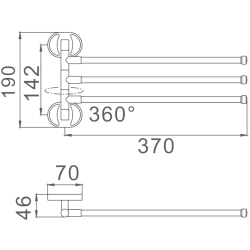 Держатель для полотенец, тройной, поворотный 400 мм, хром HB1913