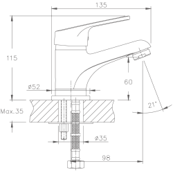 Смеситель для раковины, латунь, хром HB1016