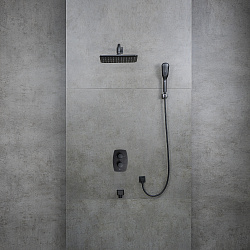 URSUS Встраиваемый термостатический смеситель с верхним душем, лейка 3 режима,латунь/чёрный,LM7242BL