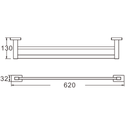 Держатель для полотенец (квадрат) двойной, черный матовый B90309
