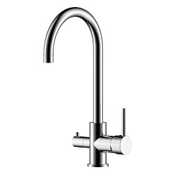 Смеситель для кухни с подключением к фильтру питьевой воды, высота излива 24 см, длина 19 см, латунь