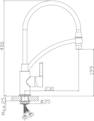 Смеситель для кухни, гибкий излив, латунь, черный HB73644-7