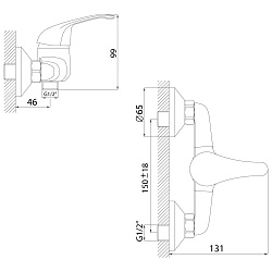 Смеситель для душа, латунь/хром, A35-41