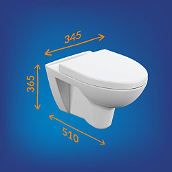 Вывод Унитаз подвесной: 547 PARVA NEW CLEAN ON с кр.дюропл.lifting.,  белый, Сорт1